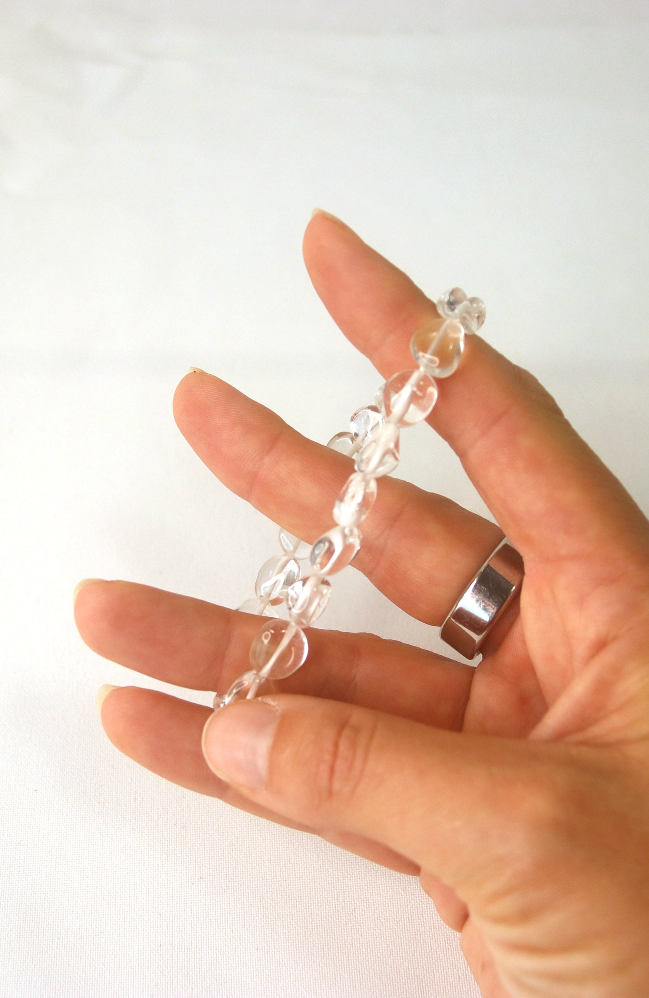 Clear Quartz Nugget Bead 8-10mm Bracelet 468